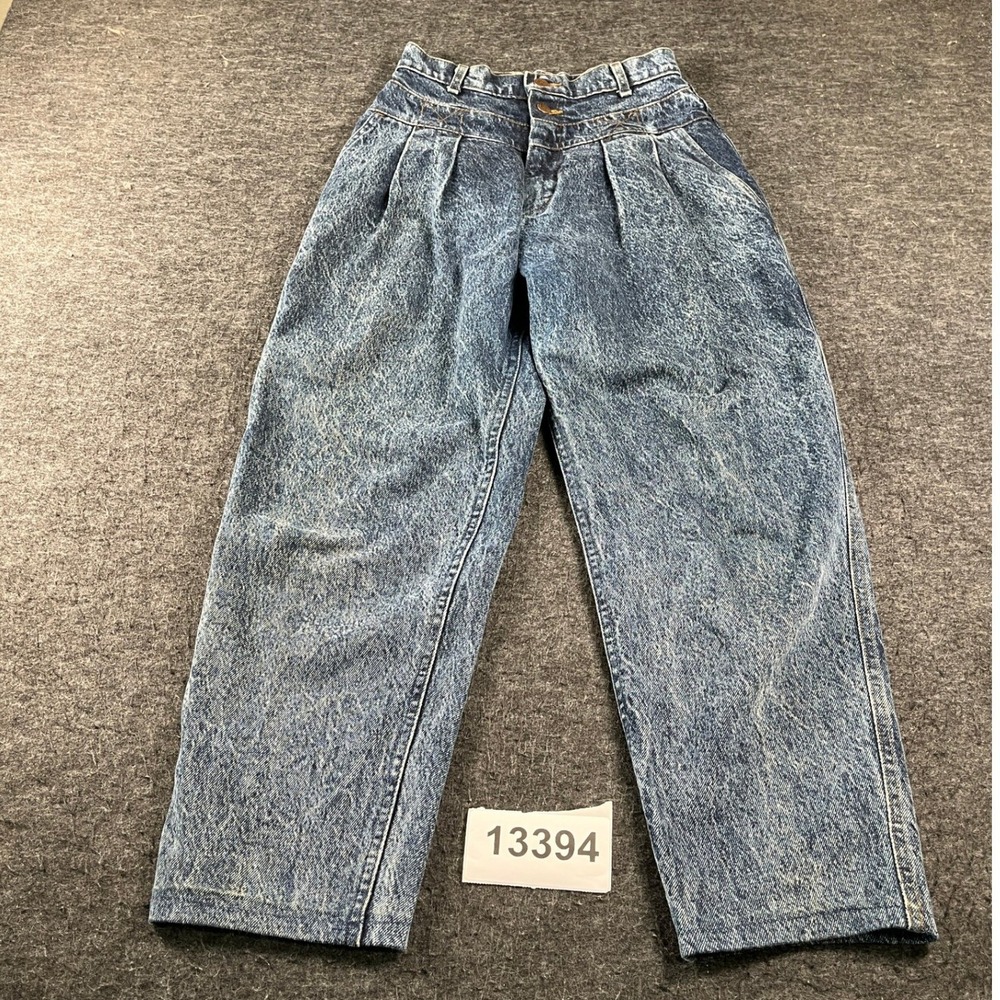Lee Pleated Jeans Women 8 Blue Excellent Vintage Acid Wash High Rise Made in USA
